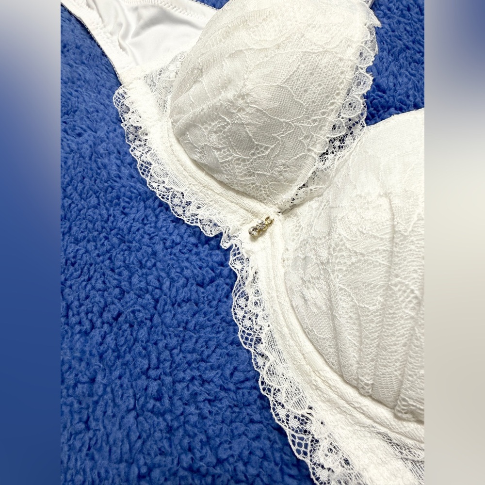 US-34B/JP-D75 Japanese Brand Floral Embroidery Push Up Bra And Panty Bikini Set - Picture 6 of 16